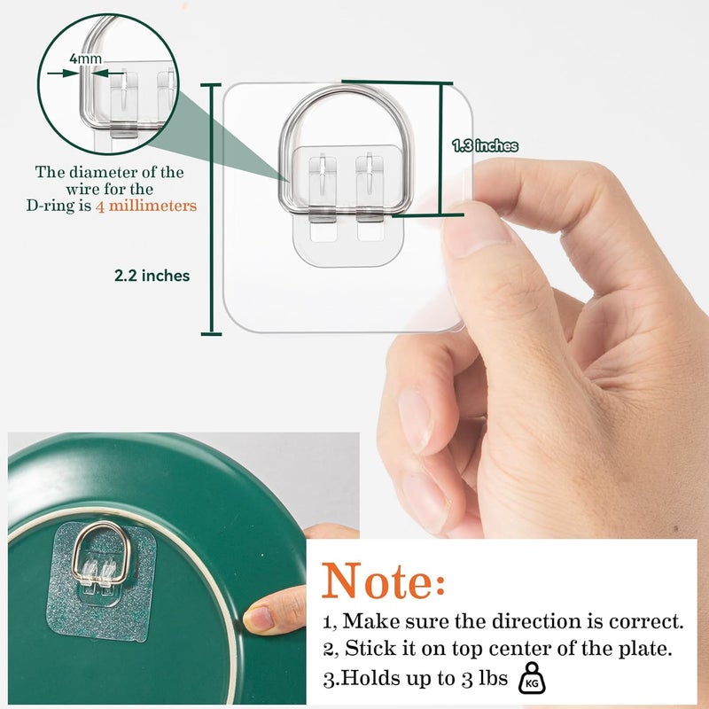 LINGTONG 20 Pack Plate Hangers for The Wall, Premium Adhesive Picture Hangers, Invisible Wall Plate Hanger for Displaying Plates - Image 2